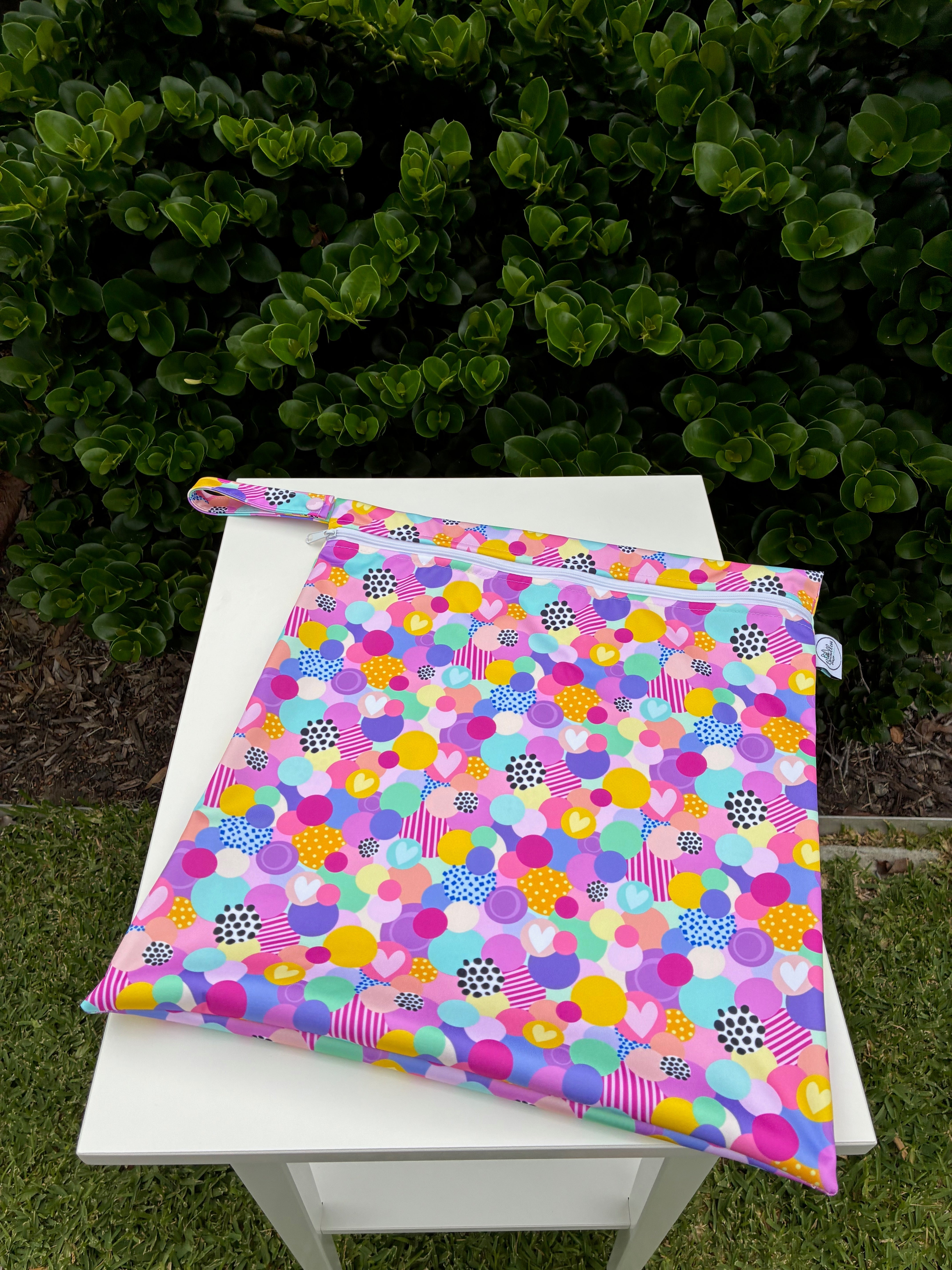 READY MADE Water-resistant wet bags - Love Bubble (Wonderland Design Co)  | Ready to ship | FREE Postage