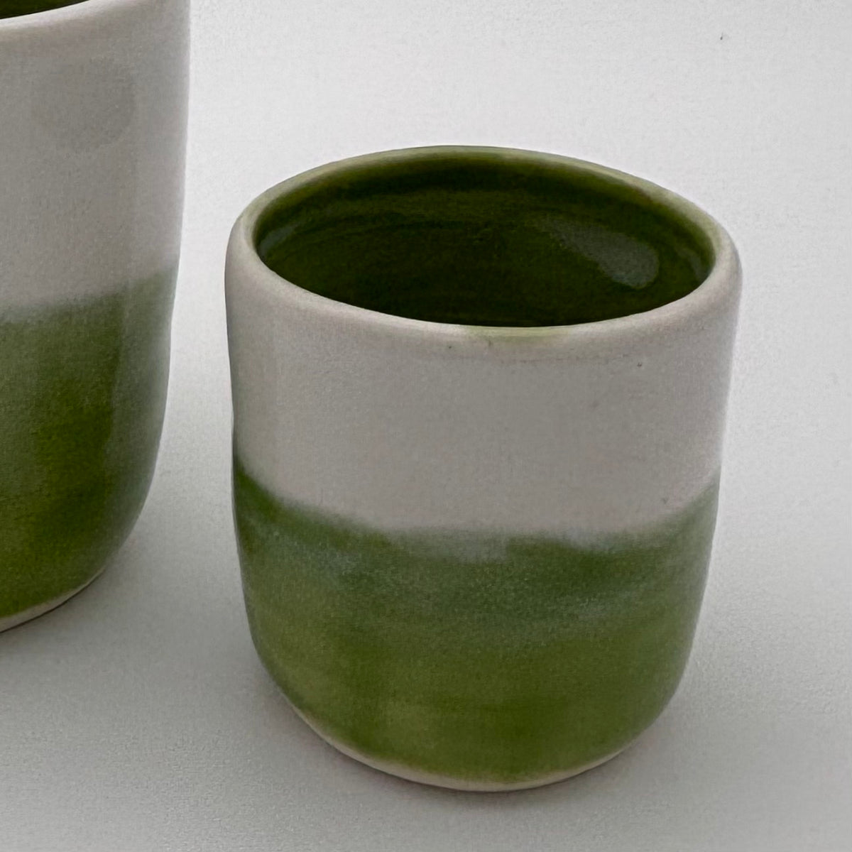 Handmade Ceramic Espresso Cup | Wheel Thrown | Handleless | Thumb Print | Duo Colours