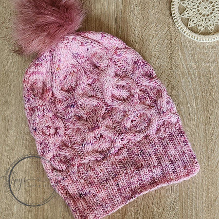 Hand-dyed Cabled Knit Slouchy Beanie