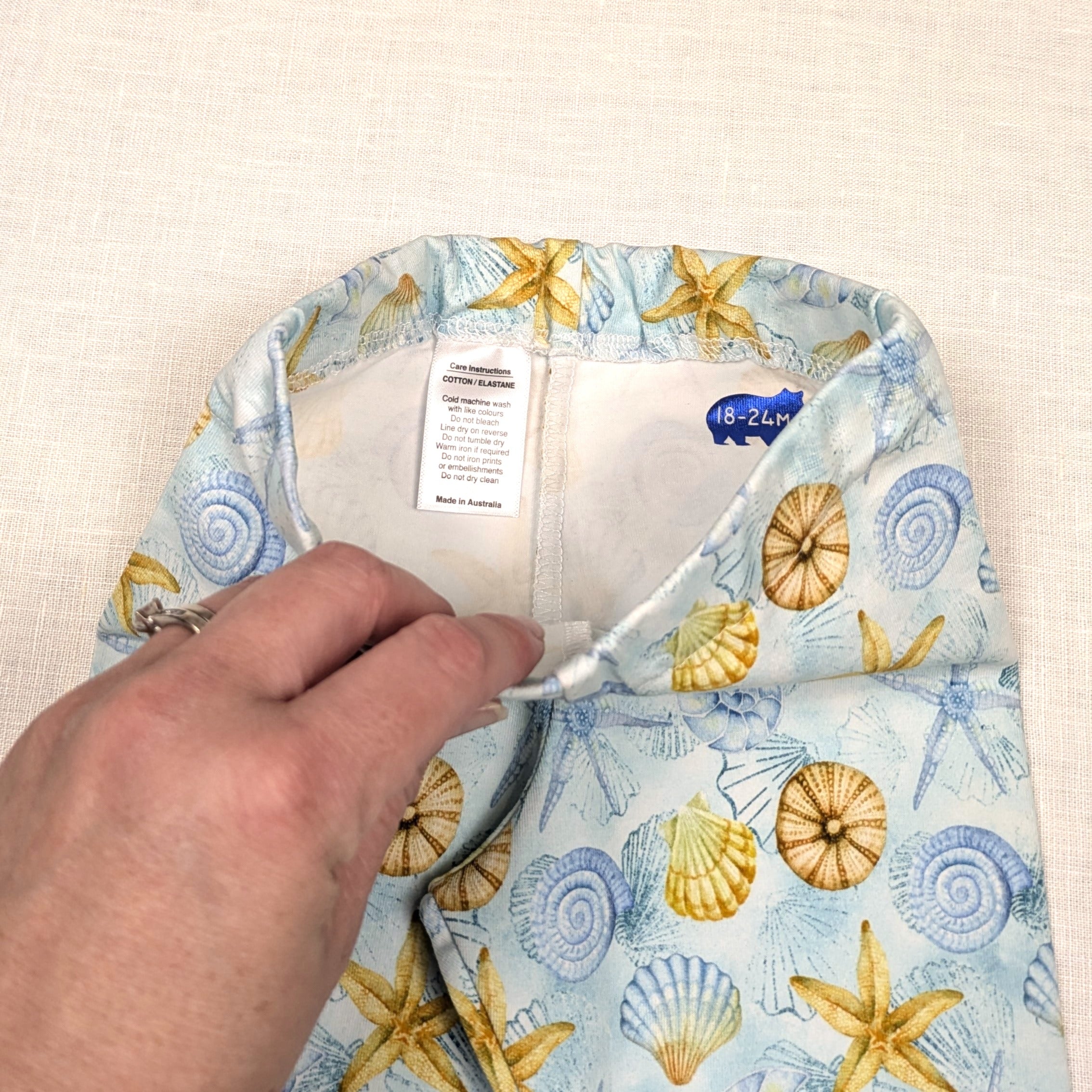 Handmade 3/4 Leggings for active kids | Sea Shell Collection | sizes 00-8