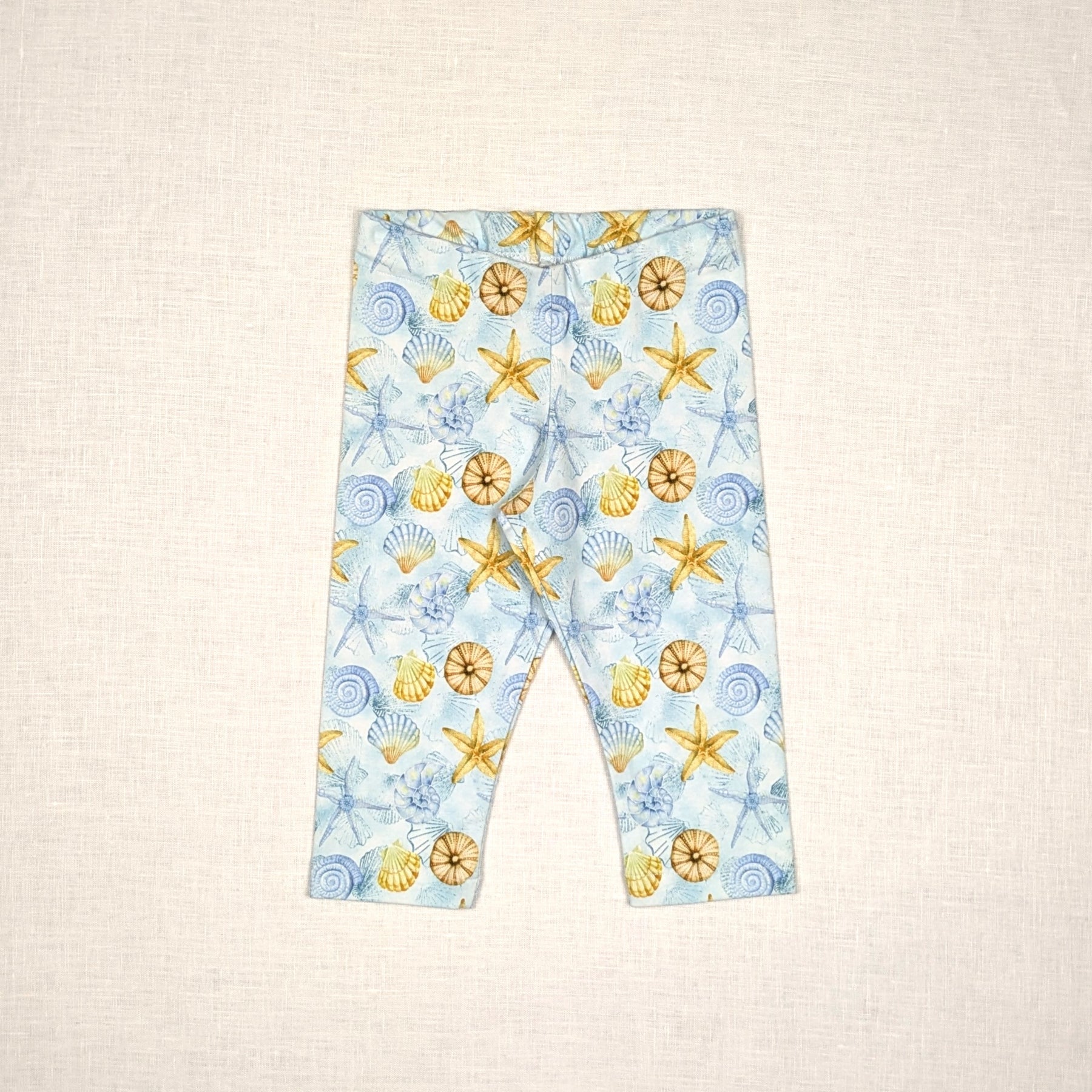 Handmade 3/4 Leggings for active kids | Sea Shell Collection | sizes 00-8