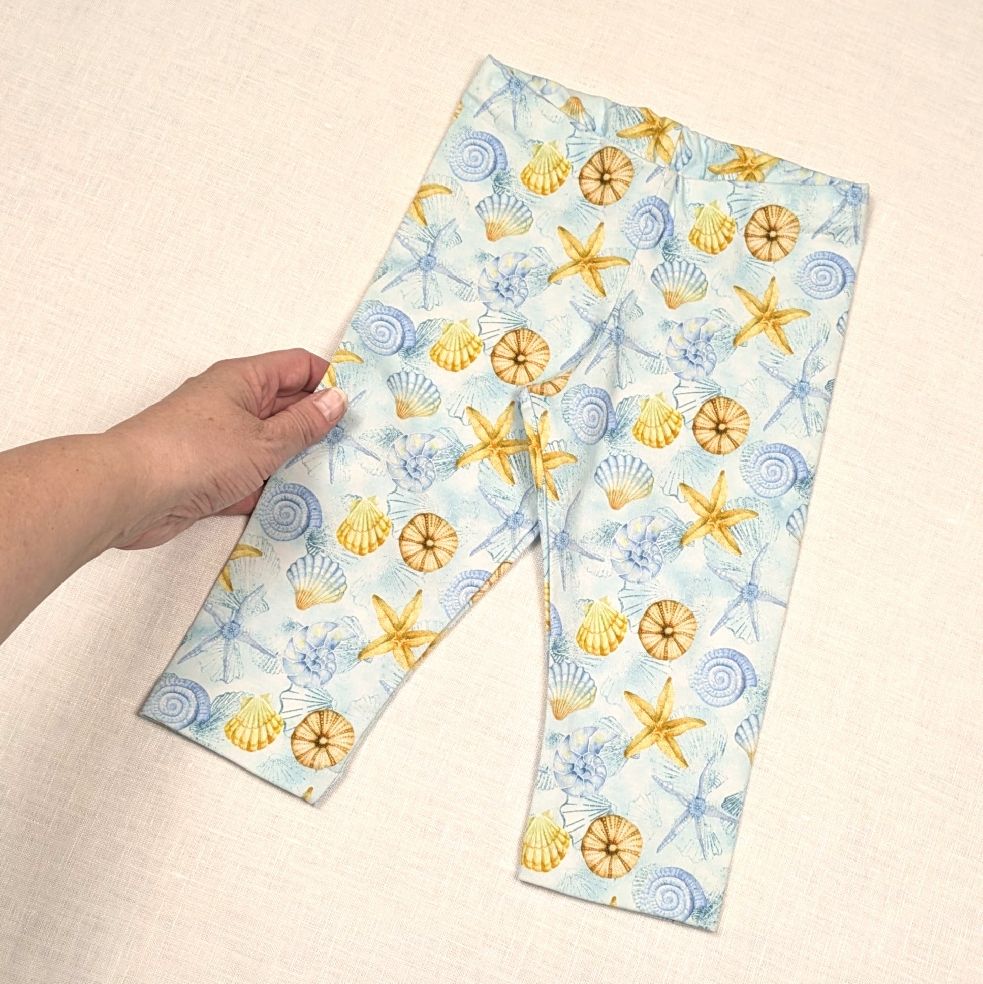 Handmade 3/4 Leggings for active kids | Sea Shell Collection | sizes 00-8
