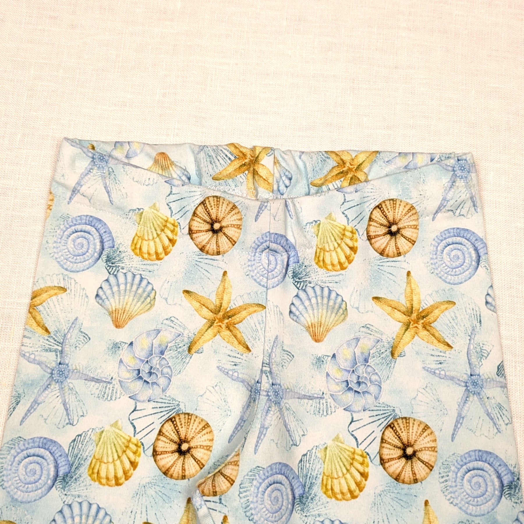 Handmade 3/4 Leggings for active kids | Sea Shell Collection | sizes 00-8
