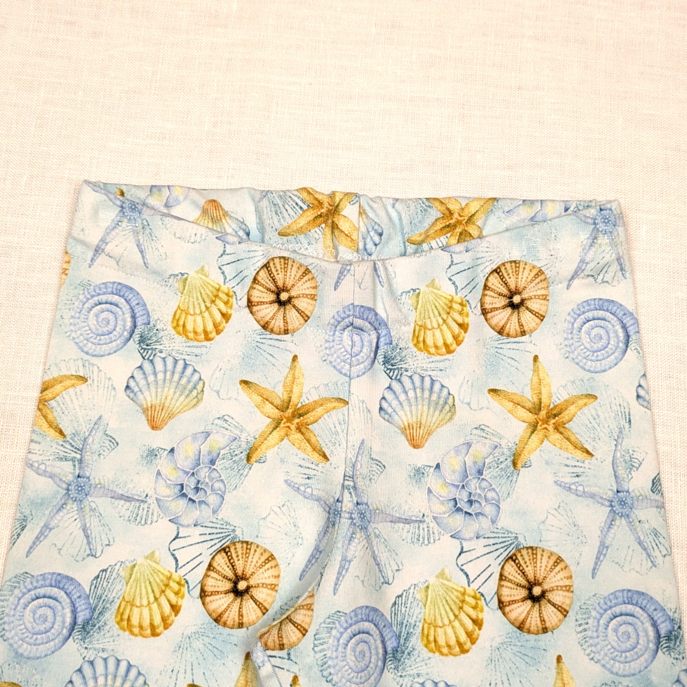 Handmade 3/4 Leggings for active kids | Sea Shell Collection | sizes 00-8