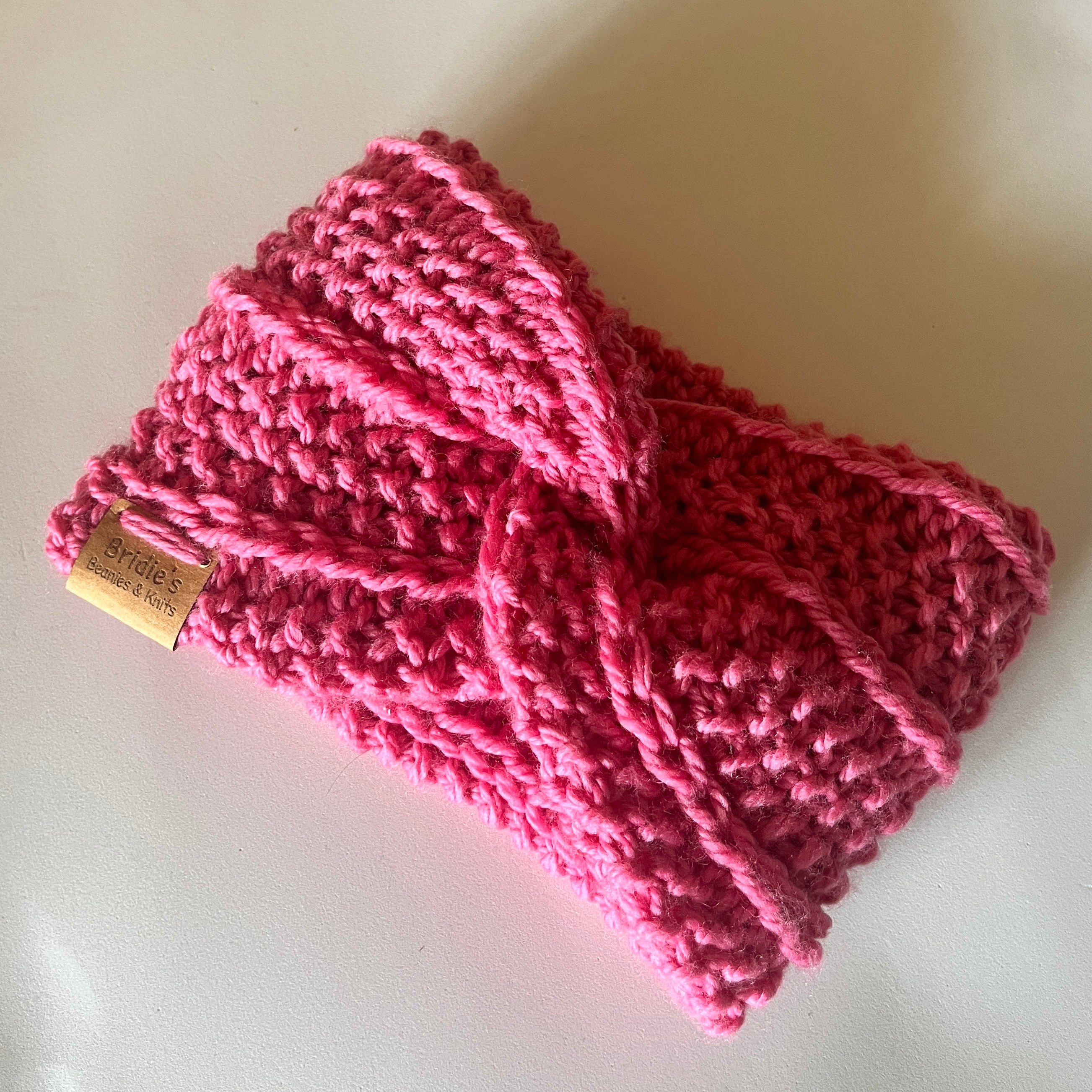 100% wool hand knitted hale twist Earwarmer headband