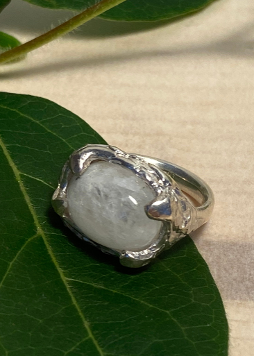 Moonstone Ring — Sculpted Sterling Silver