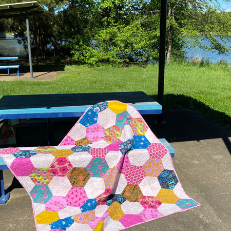 Hexagon Modern Quilt -  Pink Brights and friends