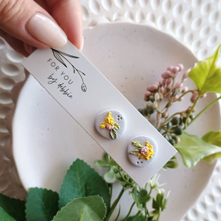 Wattle flower statement stud earrings