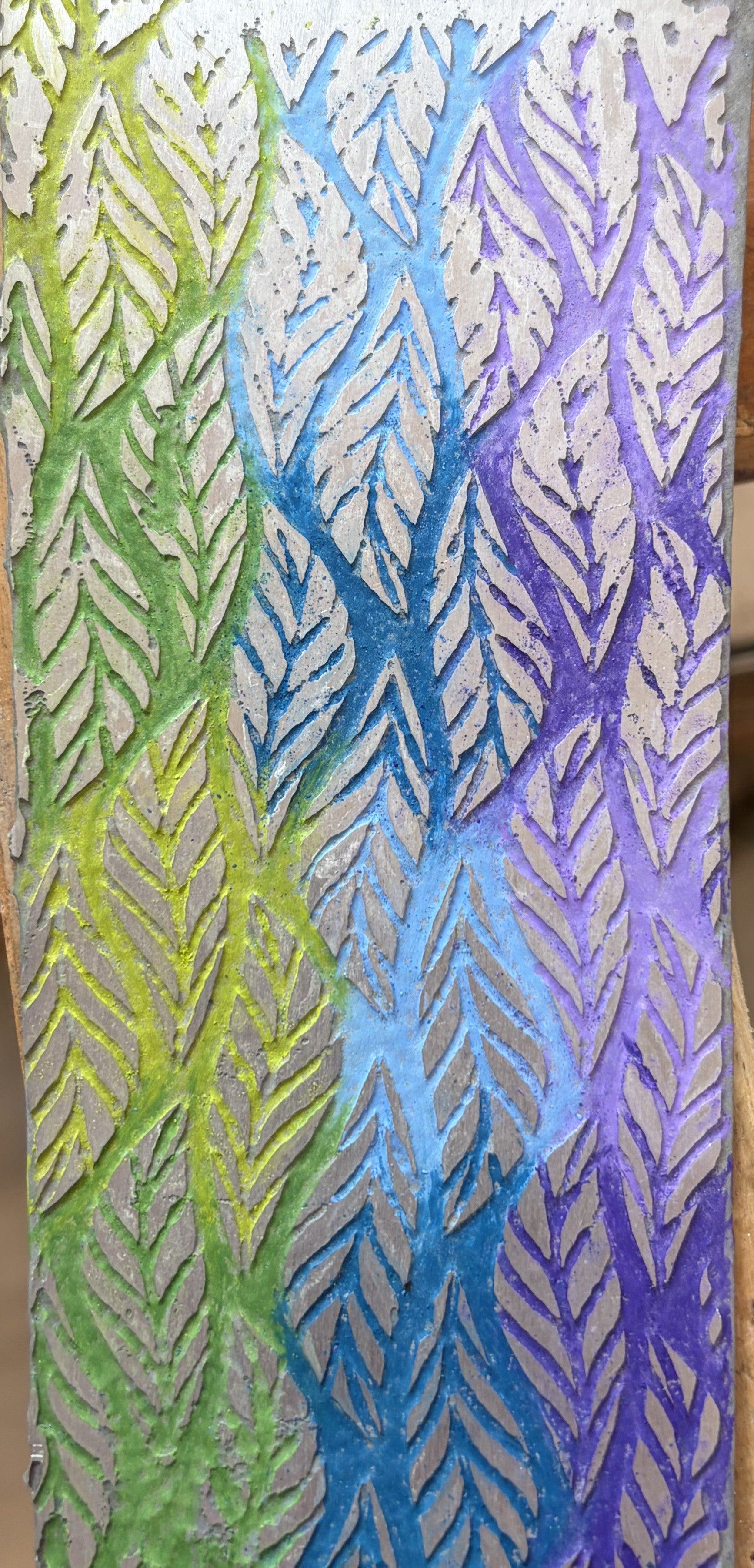 Etched and coloured aluminium earrings - Etched in Nature Collection - A240