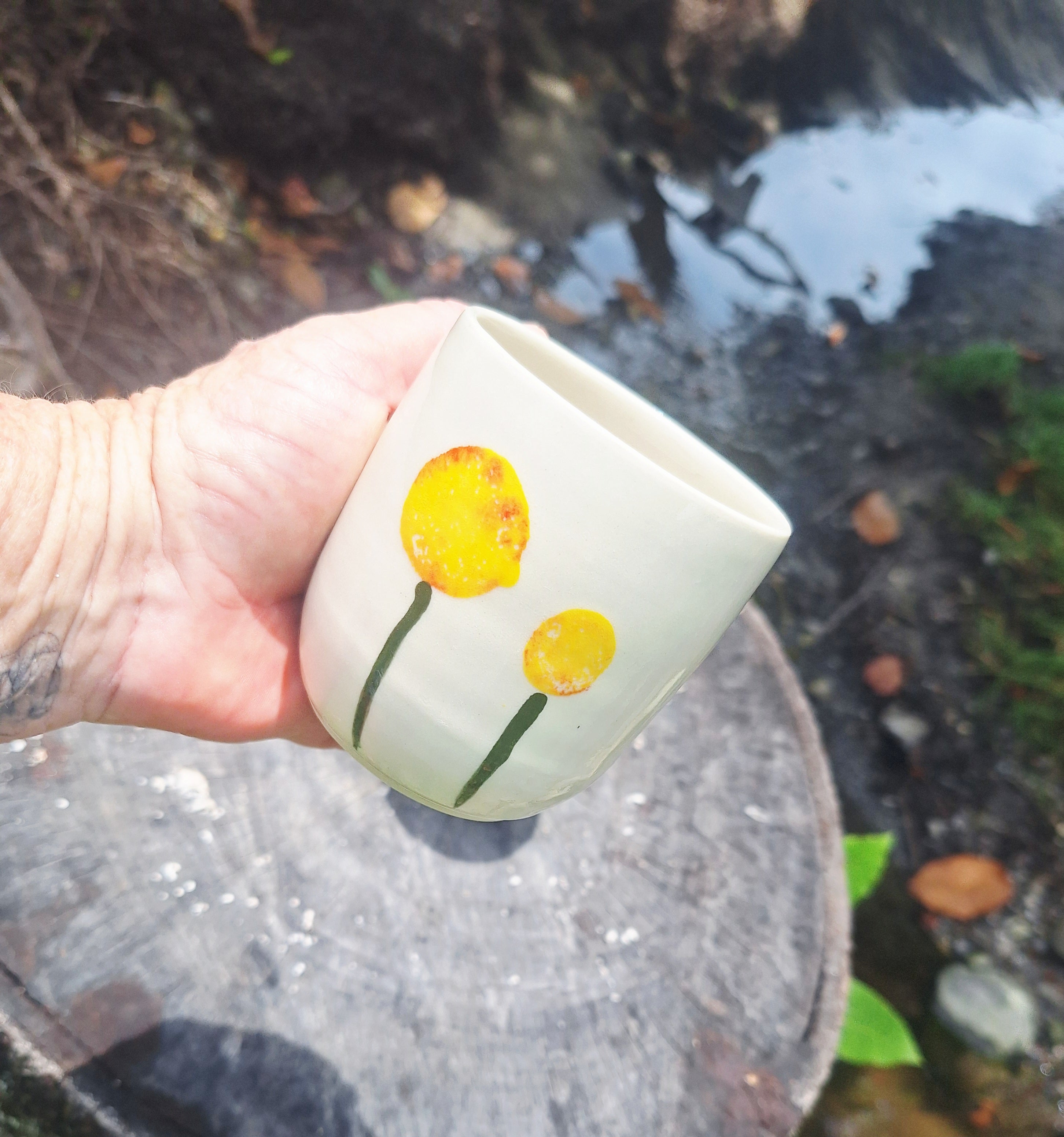 Latte Coffee Cup hand painted poppy flower