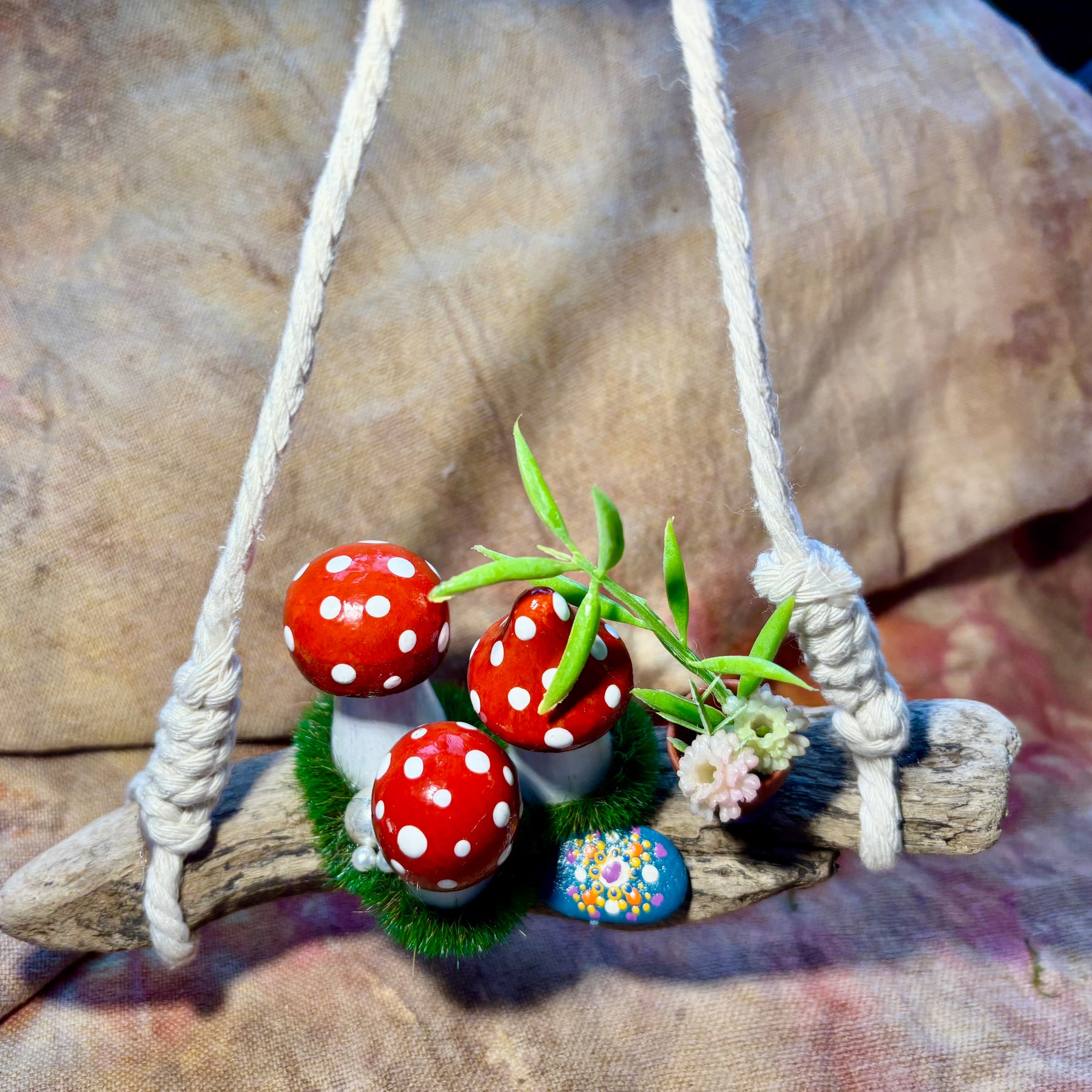 Driftwood hanging fairy garden