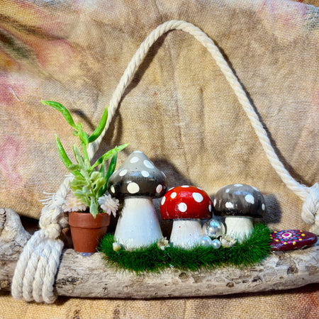 Driftwood hanging fairy garden