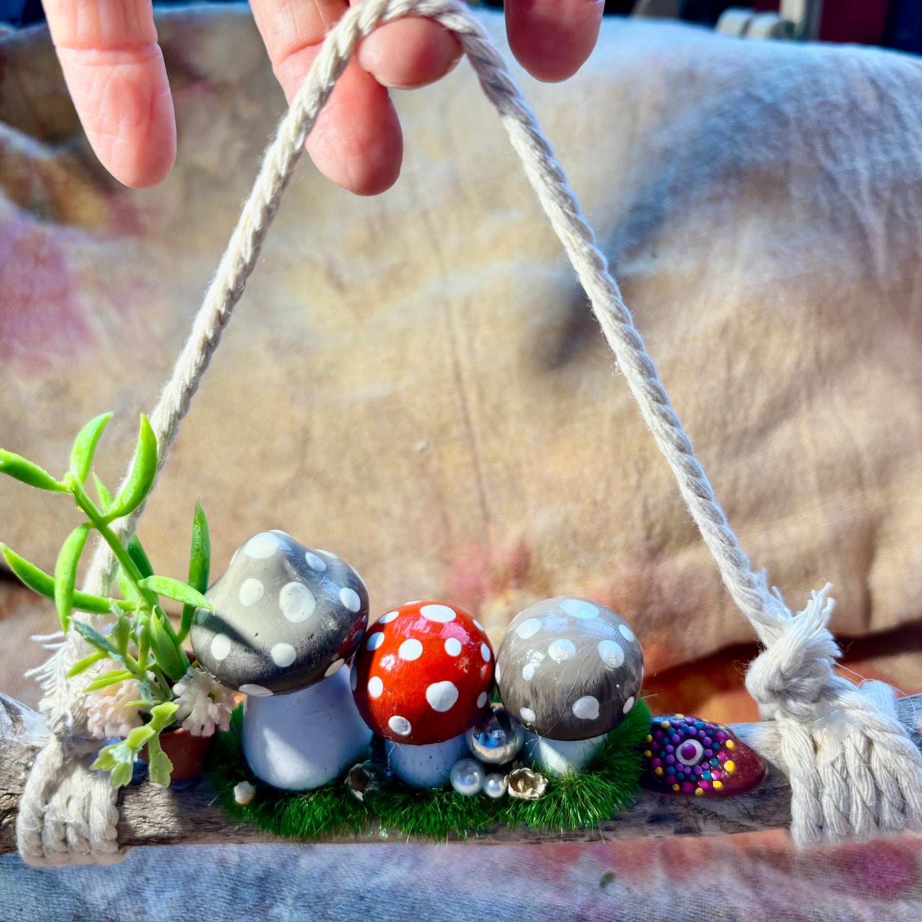Driftwood hanging fairy garden