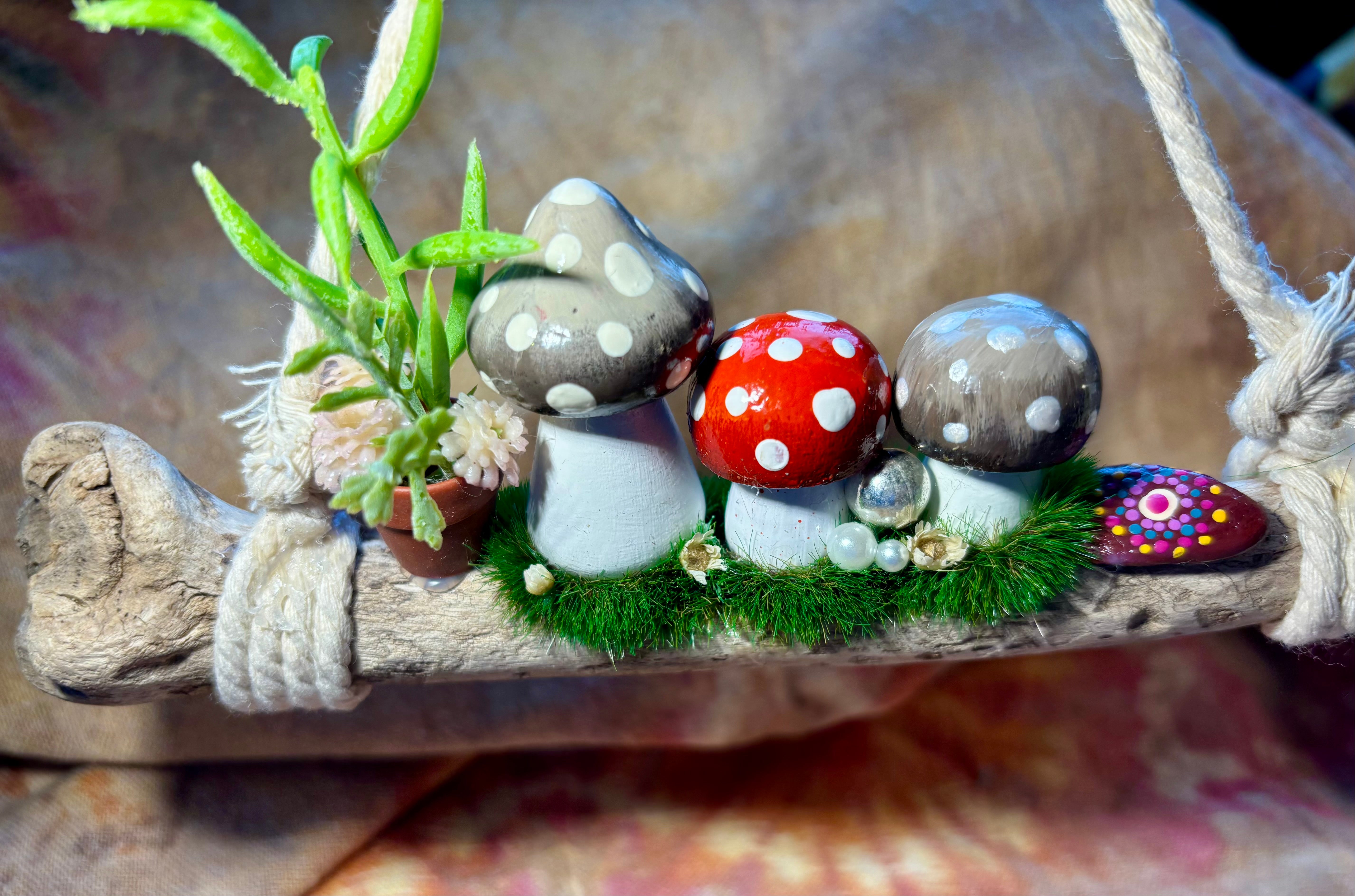 Driftwood hanging fairy garden