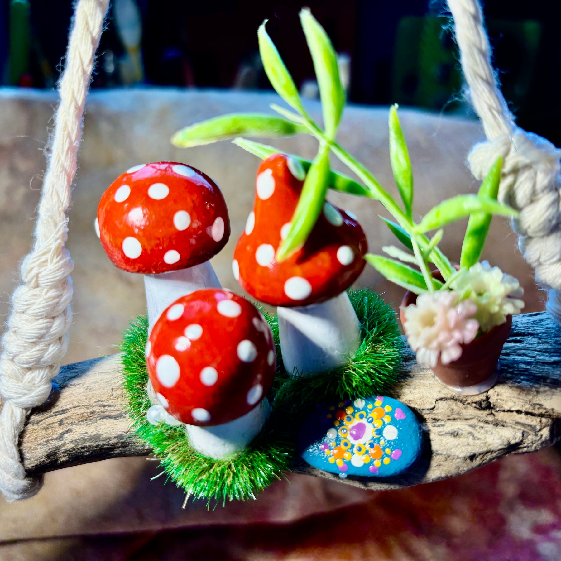 Driftwood hanging fairy garden