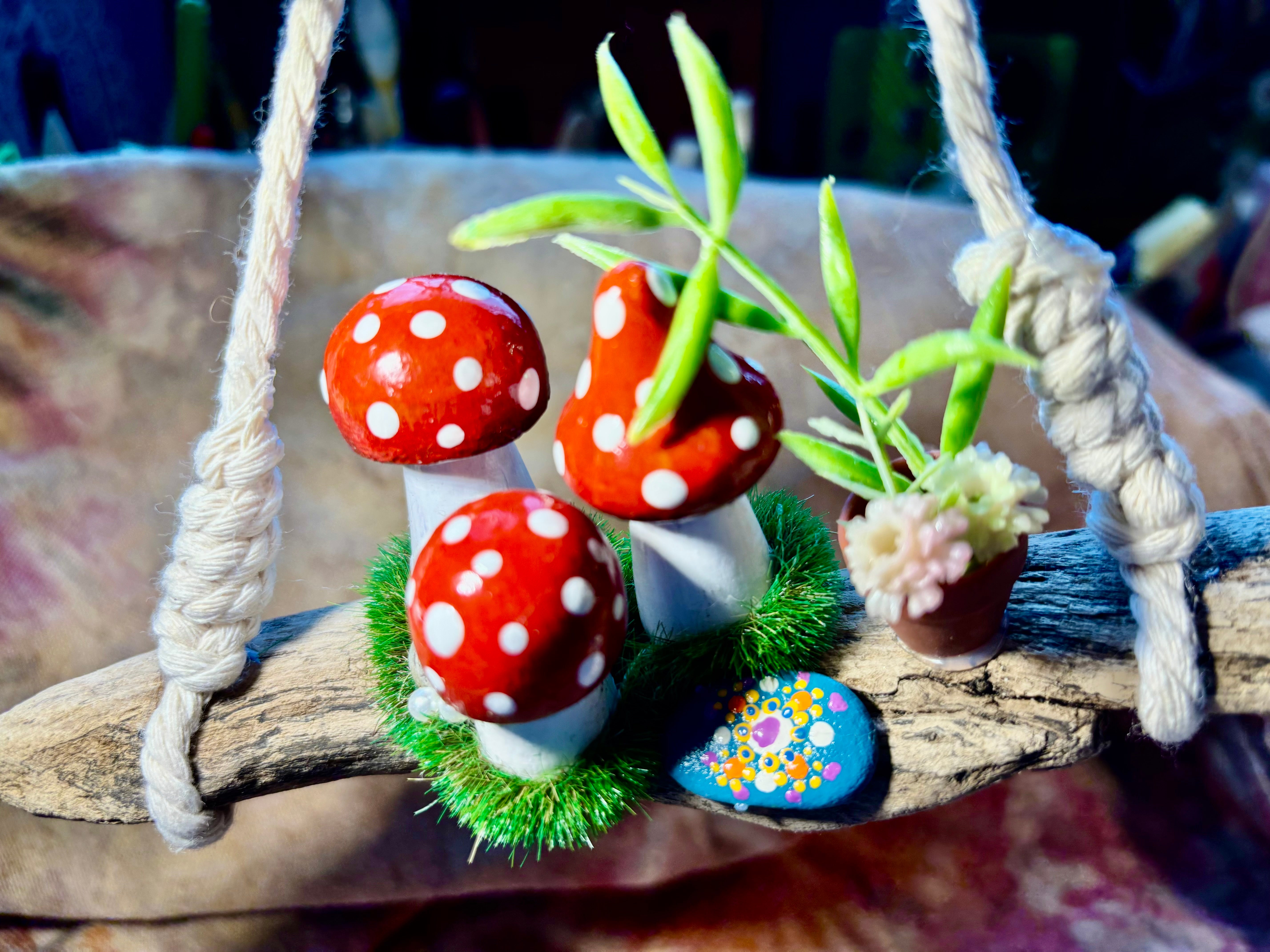 Driftwood hanging fairy garden
