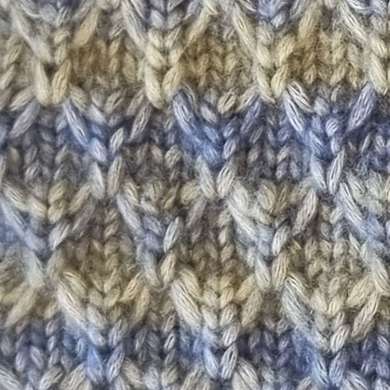 Hand Warmers - Worn-Denim coloured hand knitted fingerless gloves