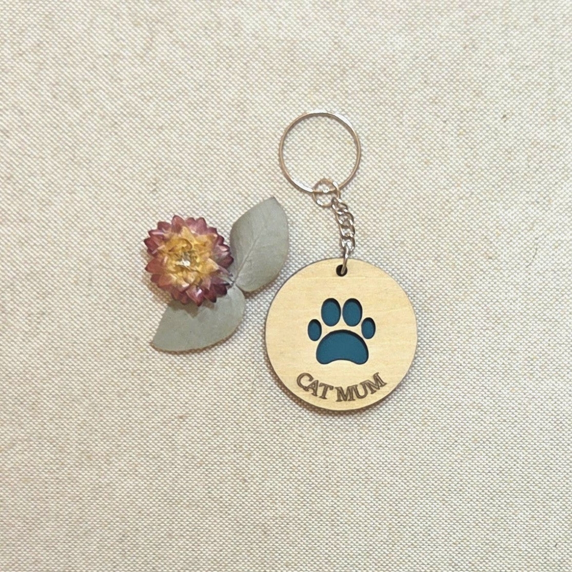 CAT MUM - Handcrafted Timber Keyrings