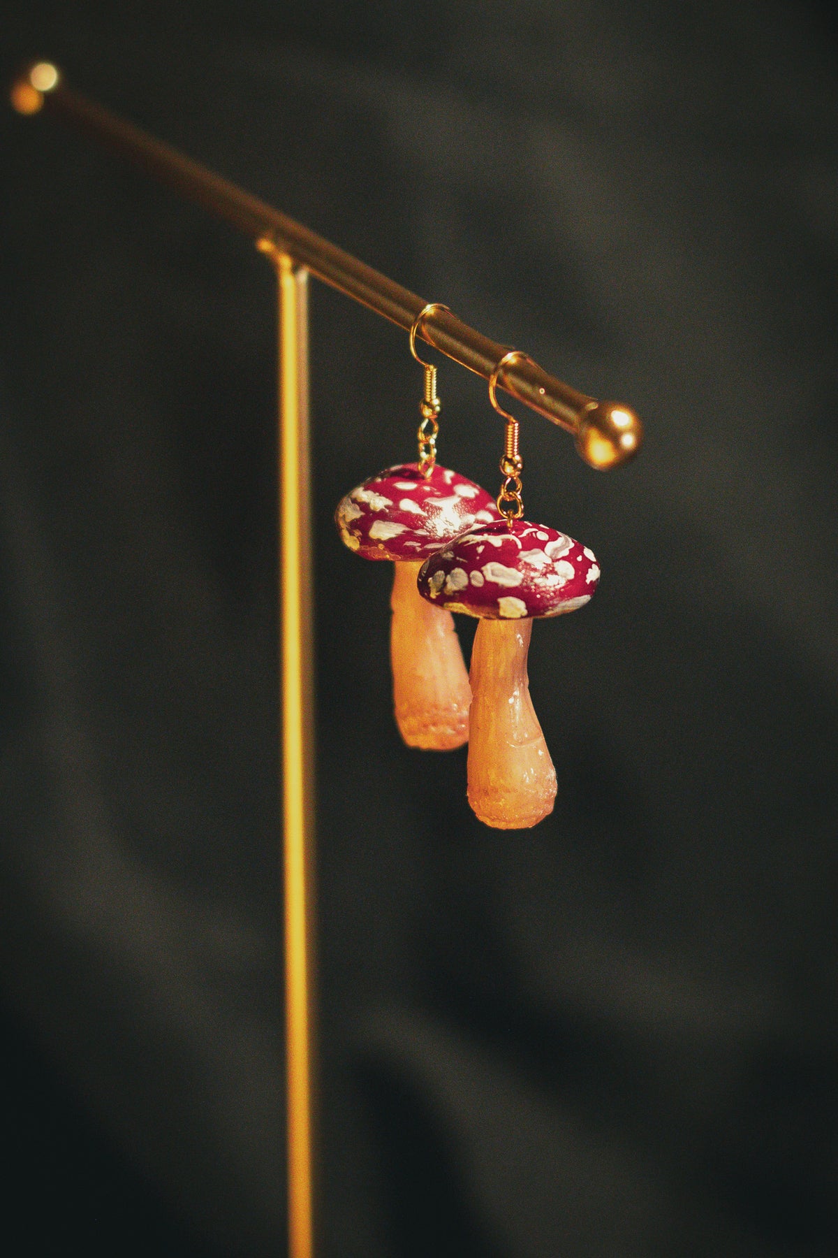 Tall Red Mushroom Earrings