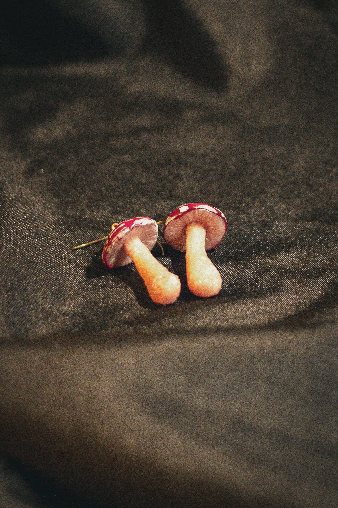Tall Red Mushroom Earrings