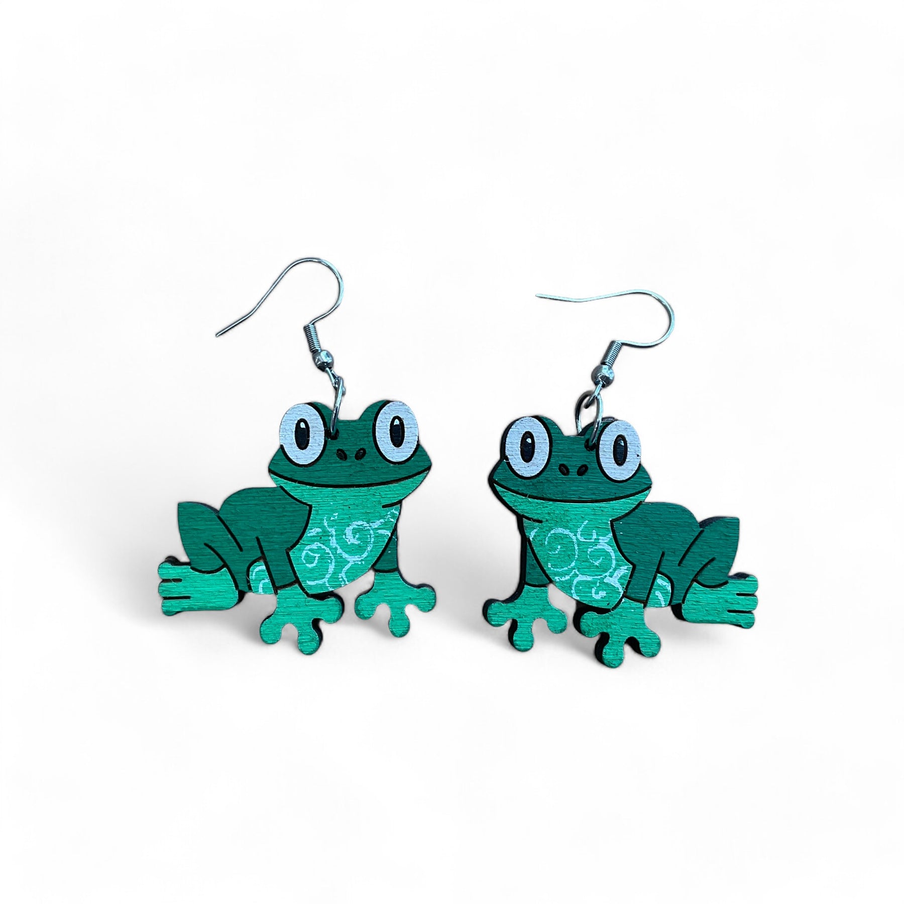 Wooden Australian animal earrings - Tree frog - hand painted