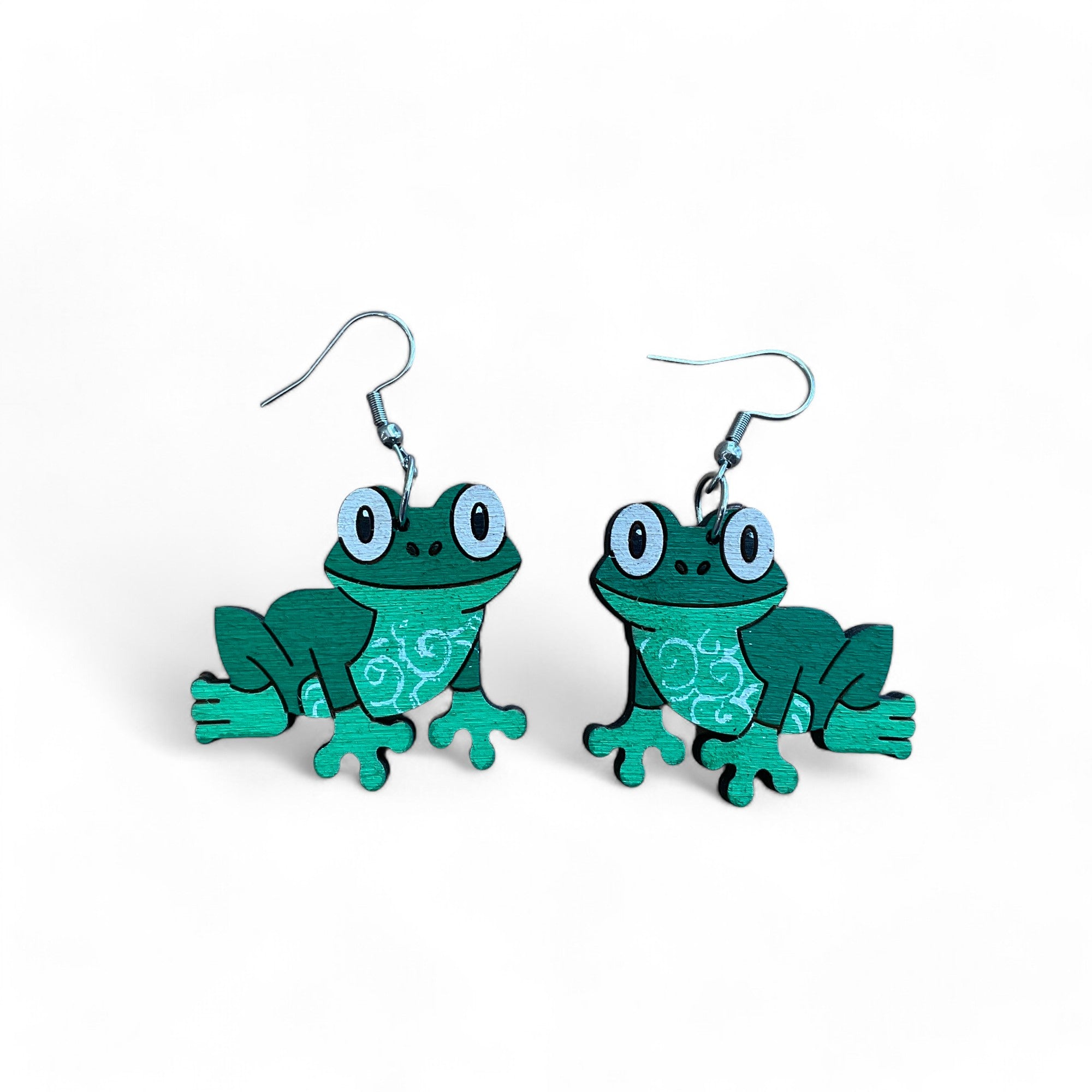 Wooden Australian animal earrings - Tree frog - hand painted