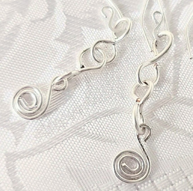Handmade Dangly Silver Wirework Earrings FREE POST