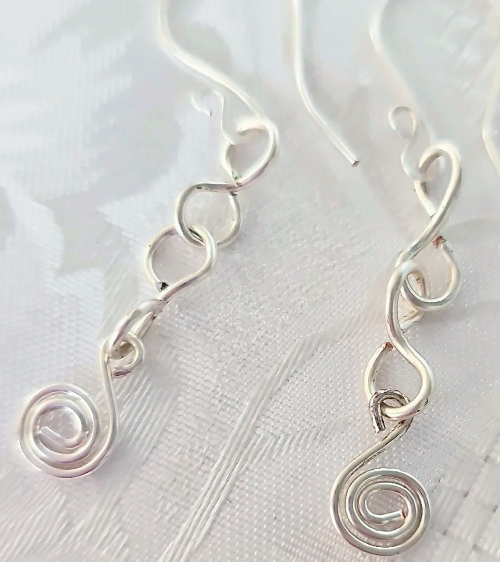 Handmade Dangly Silver Wirework Earrings FREE POST