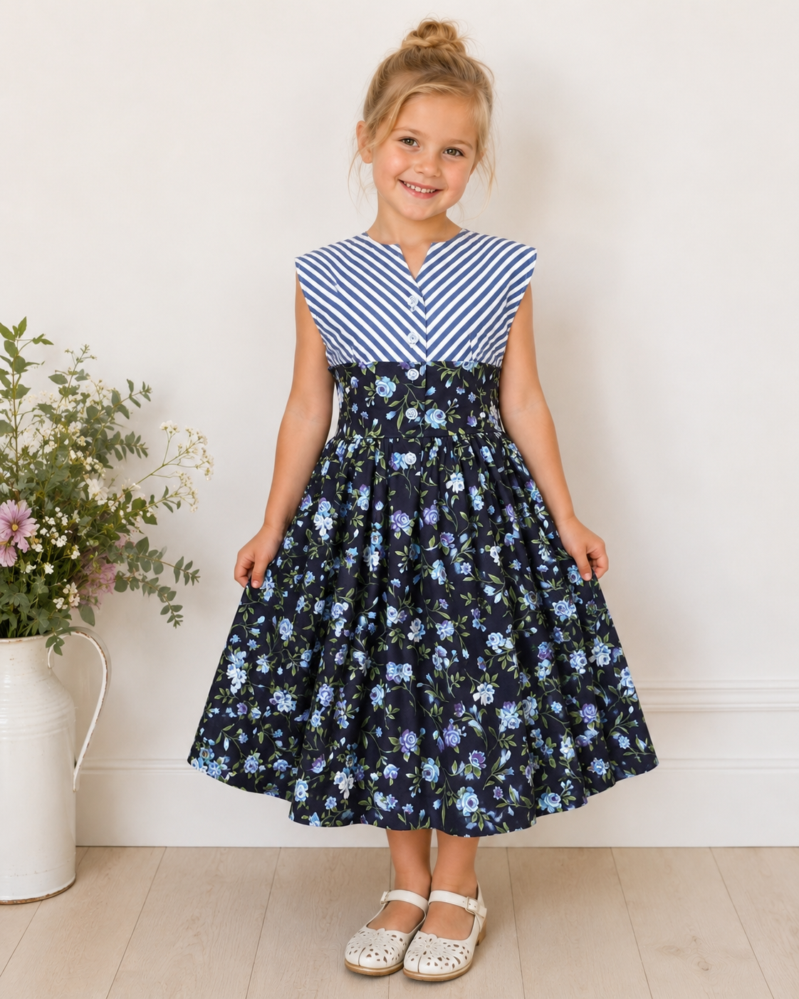 SIZE 4 Navy Purple Roses OPAL Dress