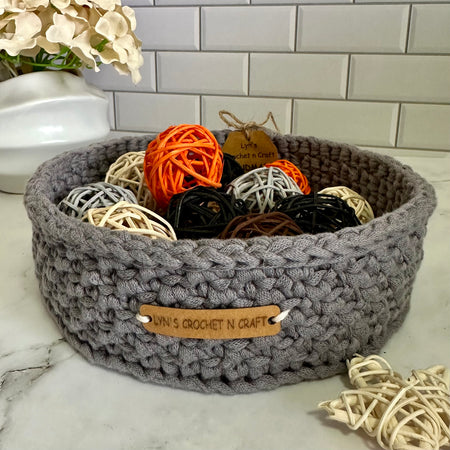 Handcrafted Grey Crochet Basket – Elegant Practical Storage