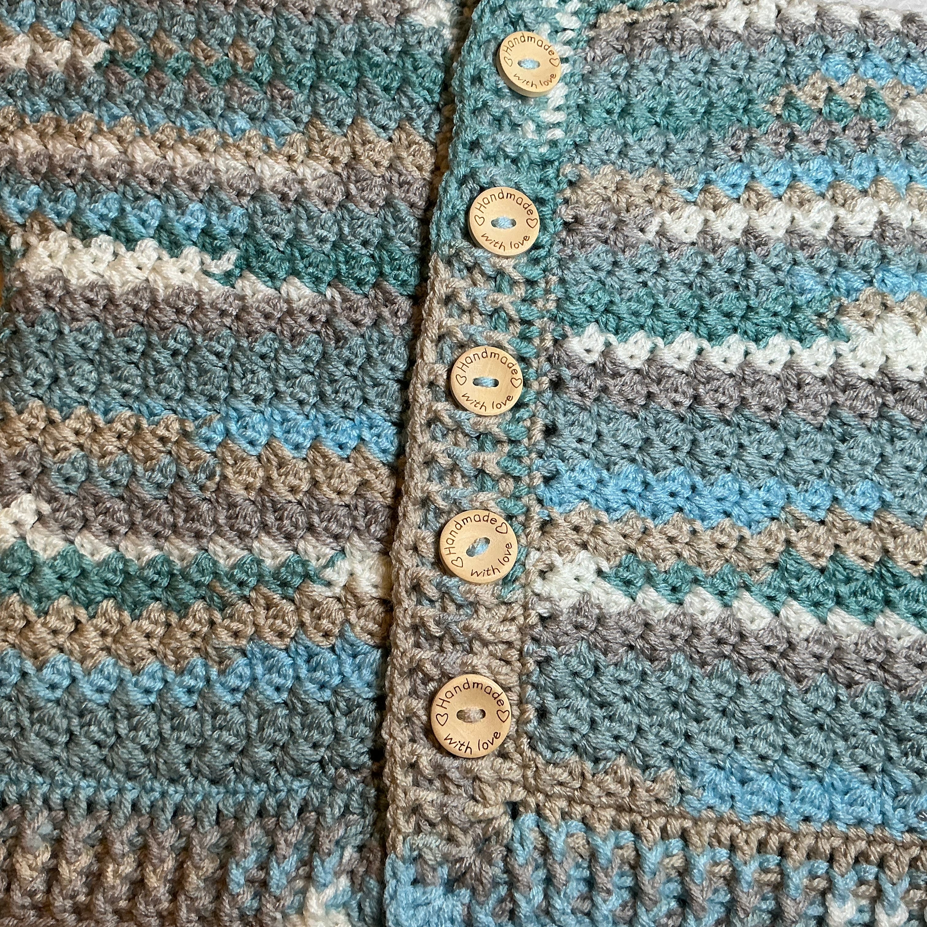 Hand Crocheted Rainbow Hugs Hoodie Cardigan | 6-12 months