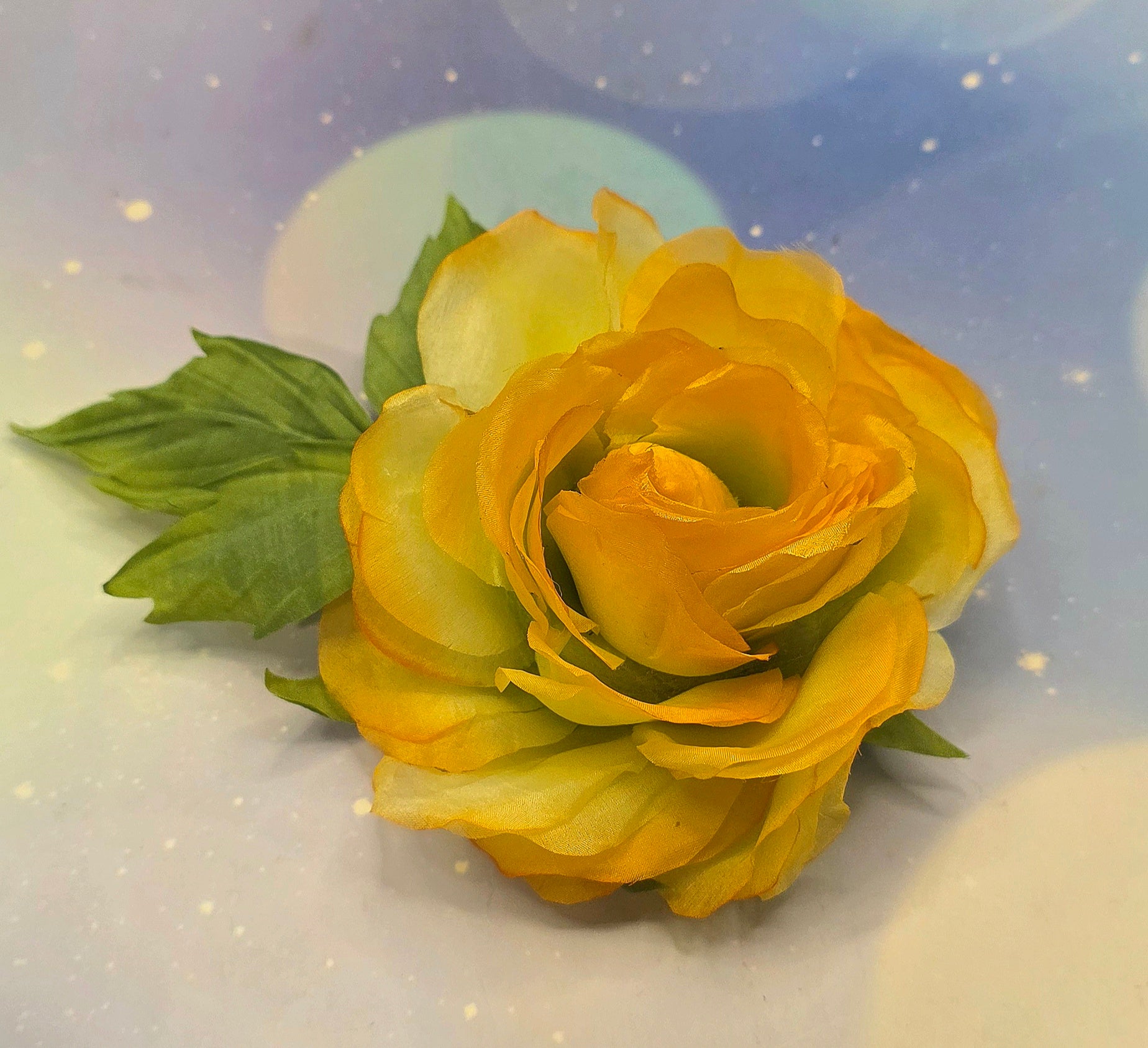 Silk Rose Brooch / Hair Accessory “Golden Light”
