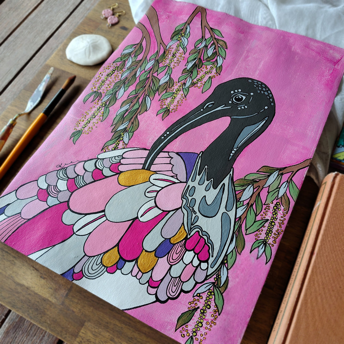 A3 ORIGINAL ARTWORK - "It's a Fancy Bin Chicken #2"- abstract art