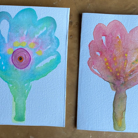 Two Unique Hand Painted Watercolour Cards | Handmade Unique Blank Flower Cards