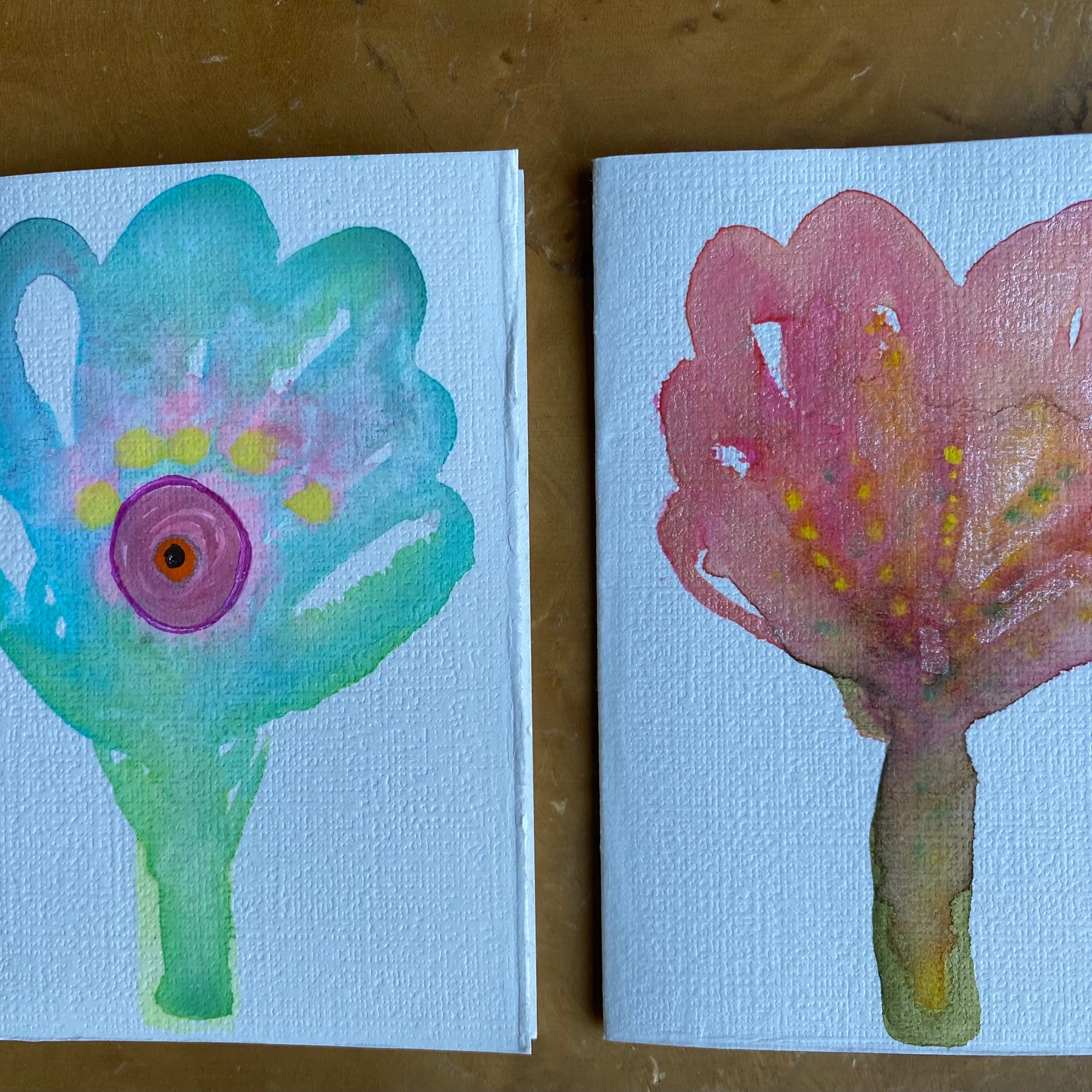 Two Unique Hand Painted Watercolour Cards | Handmade Unique Blank Flower Cards