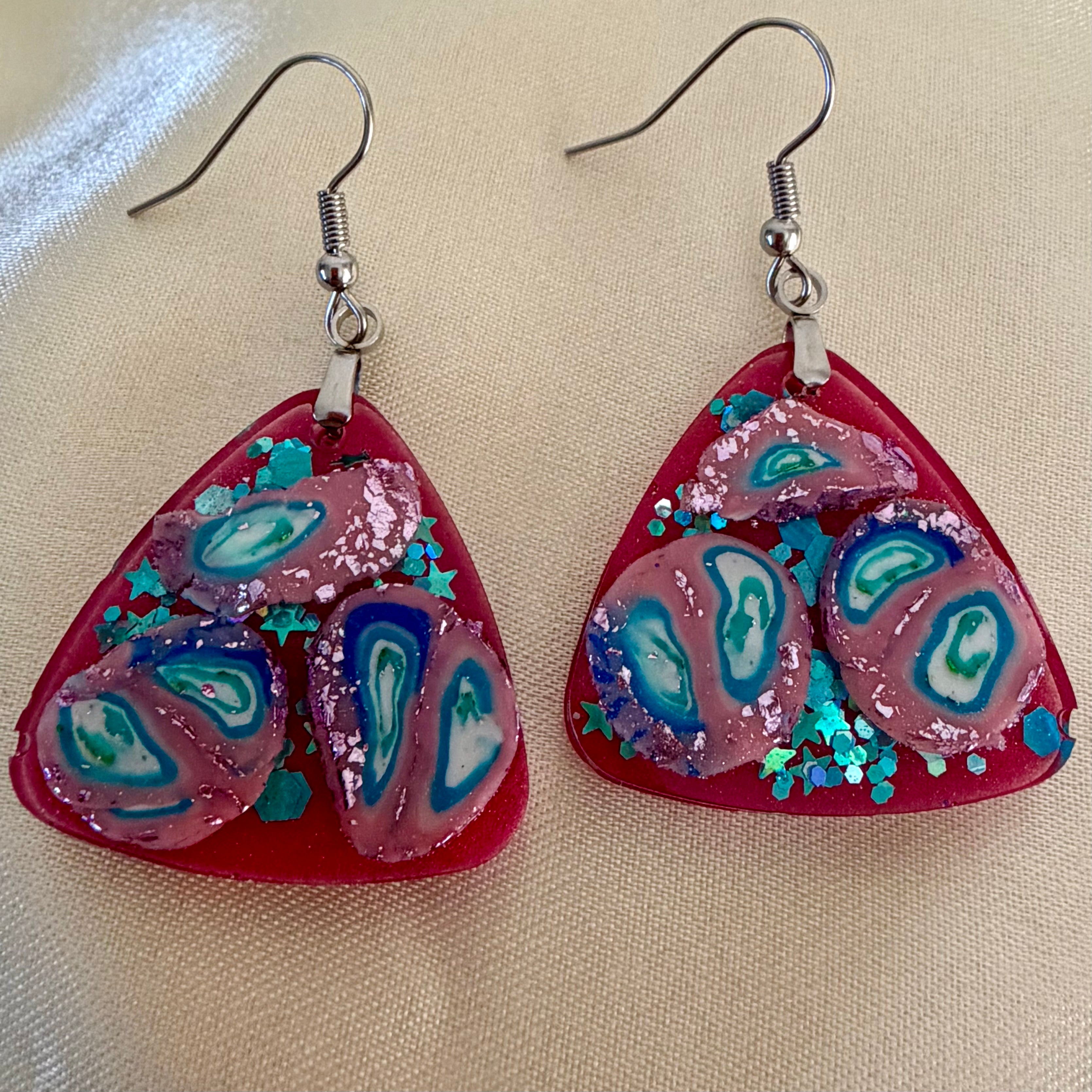 Pink And Aqua Dangle Earrings