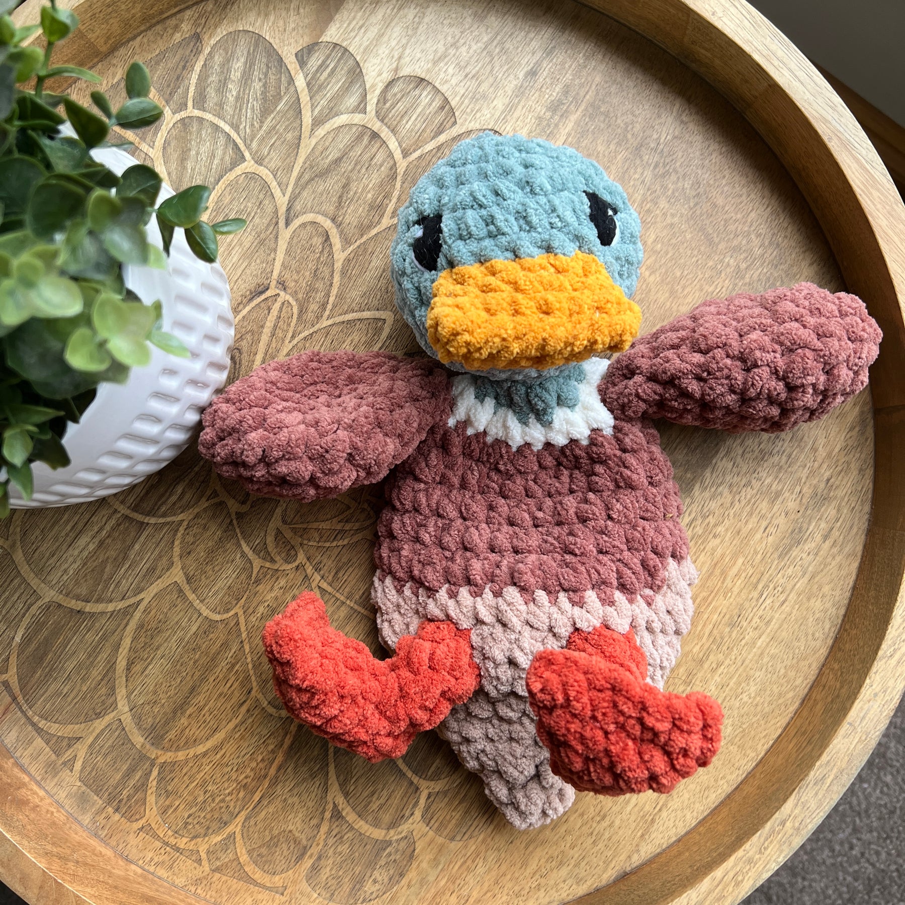 Handmade Modern crochet Della Duck Lovey MADE TO ORDER