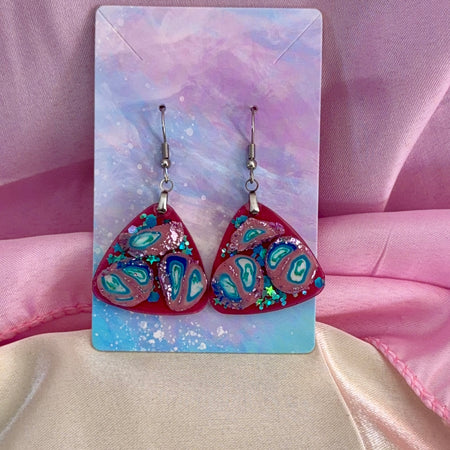Pink And Aqua Dangle Earrings
