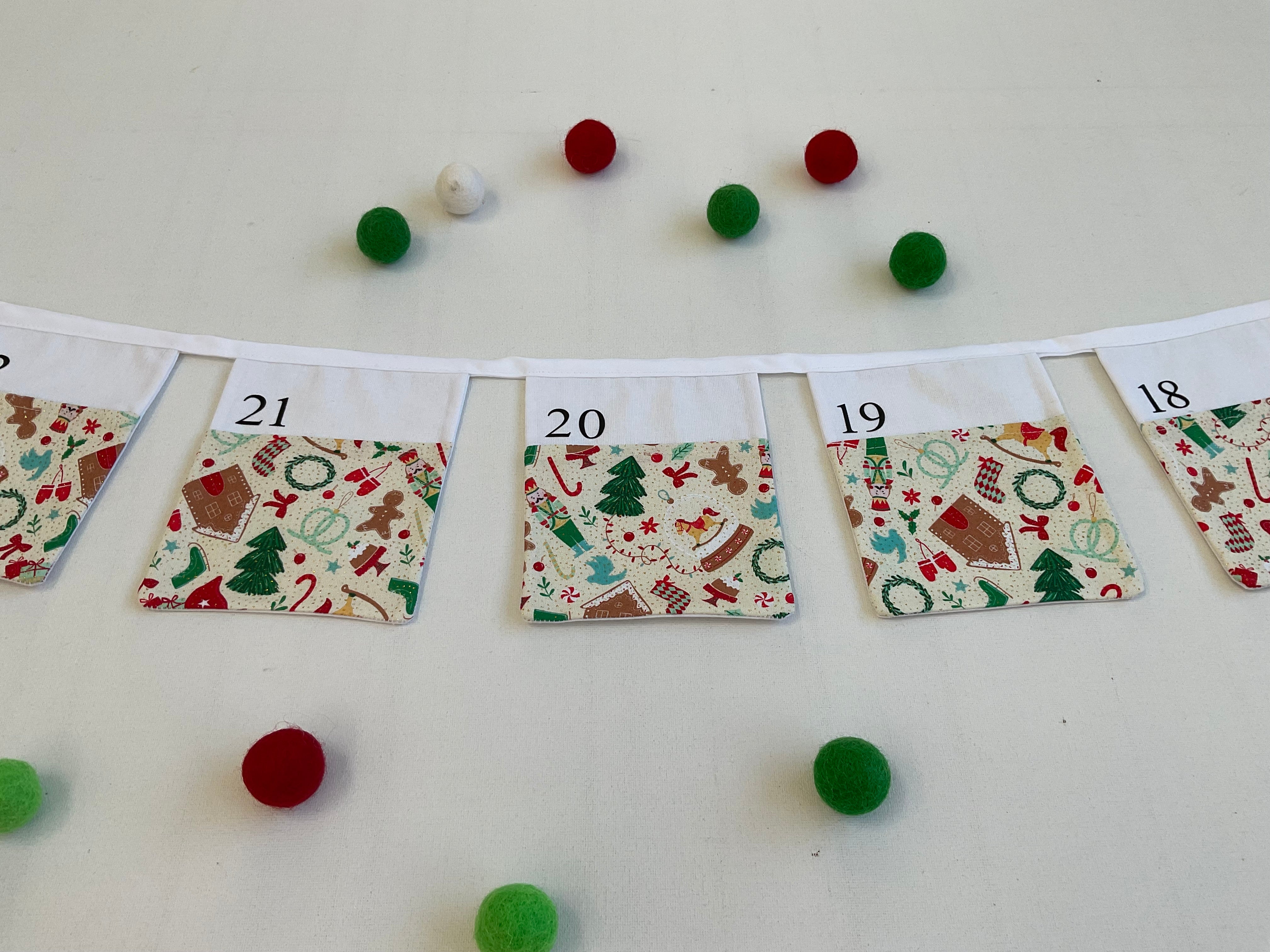 Advent Calendar Bunting - Traditional Christmas