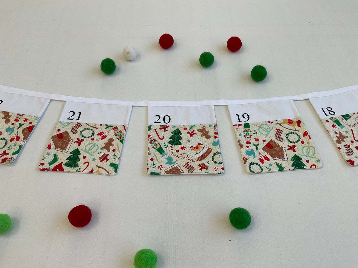 Advent Calendar Bunting - Traditional Christmas