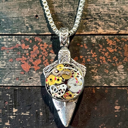 Steampunk watch parts arrowhead necklace for Men