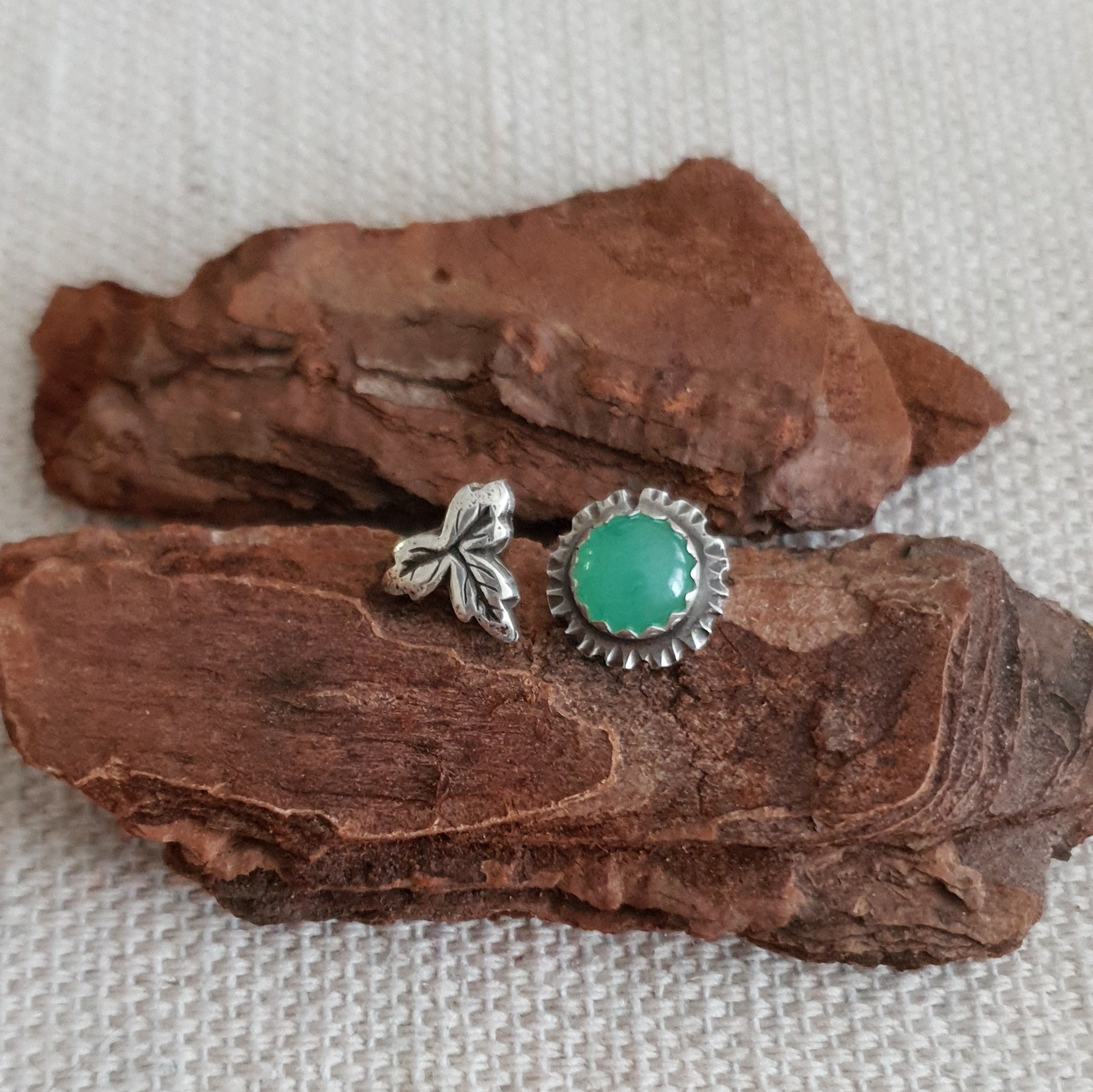 Recycled sterling silver studs - mismatched