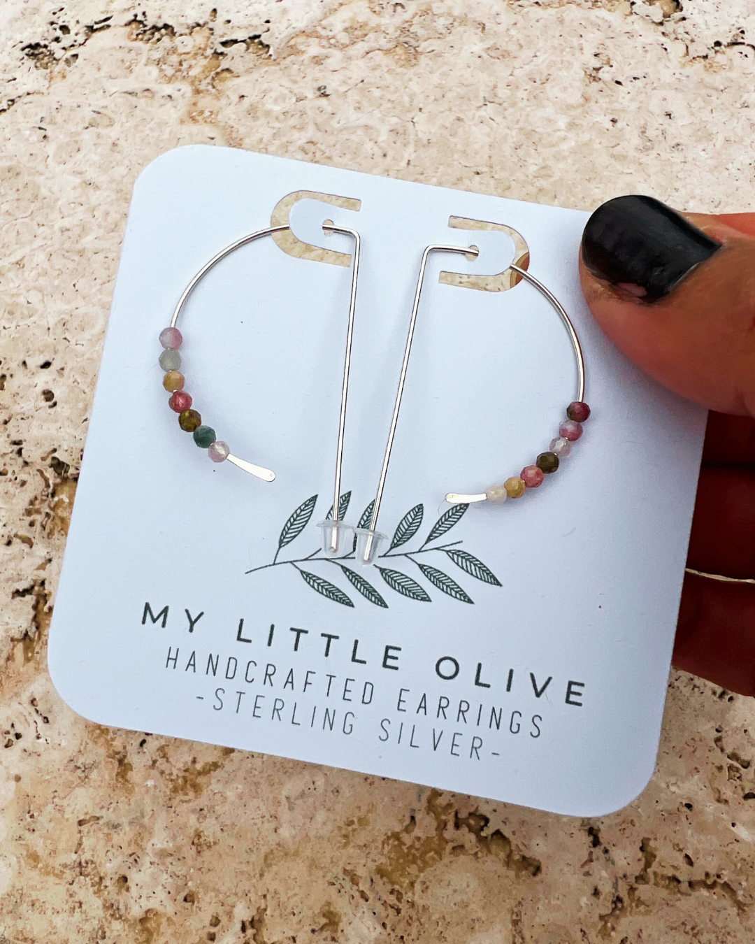 Tourmaline Arc Earrings in Sterling Silver