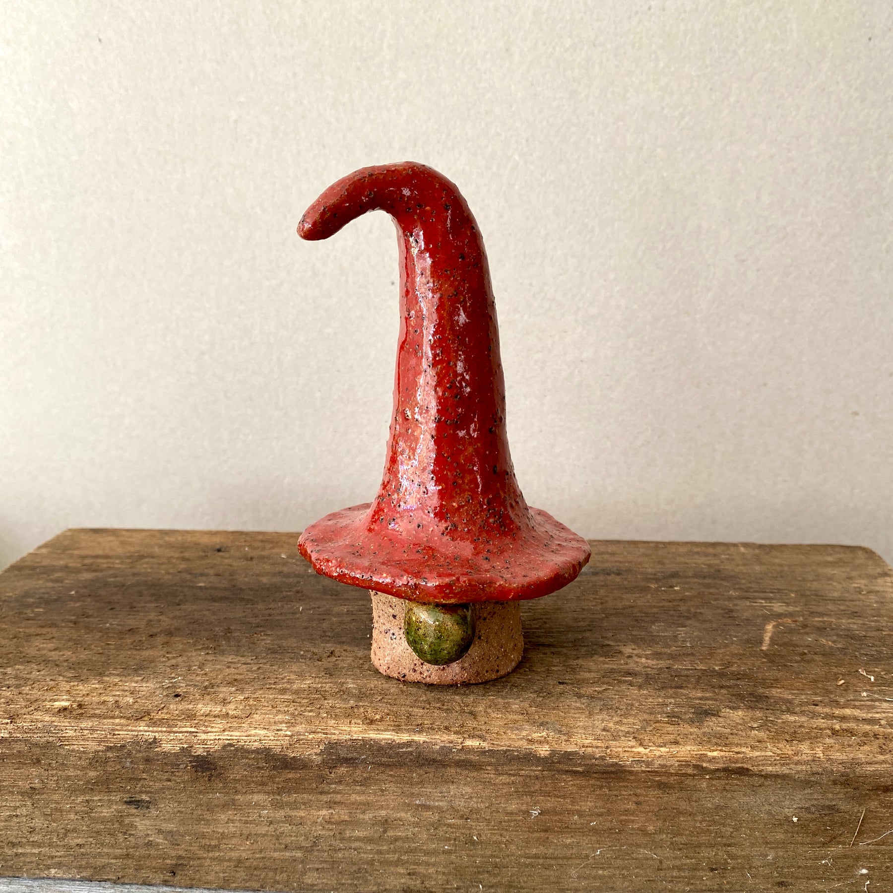 Nordic Christmas Gnome |  Red Hat |  Rustic Ceramic