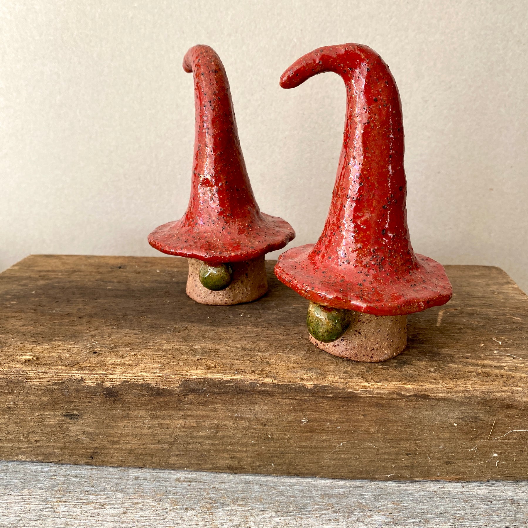 Nordic Christmas Gnome |  Red Hat |  Rustic Ceramic