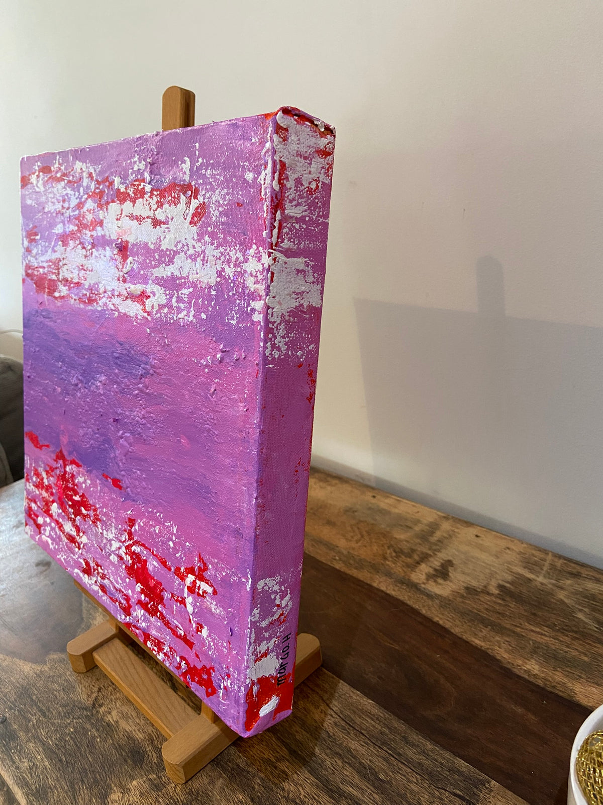 Inverted Abstract Acrylic Canvas Painting: Colorful Wall Art by Margo Humphries (30.5cm)