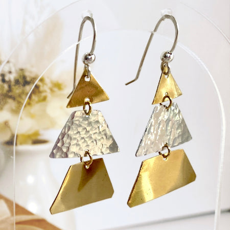 Christmas tree dangle earrings | Two Styles | silver gold copper rose | Festive jewellery
