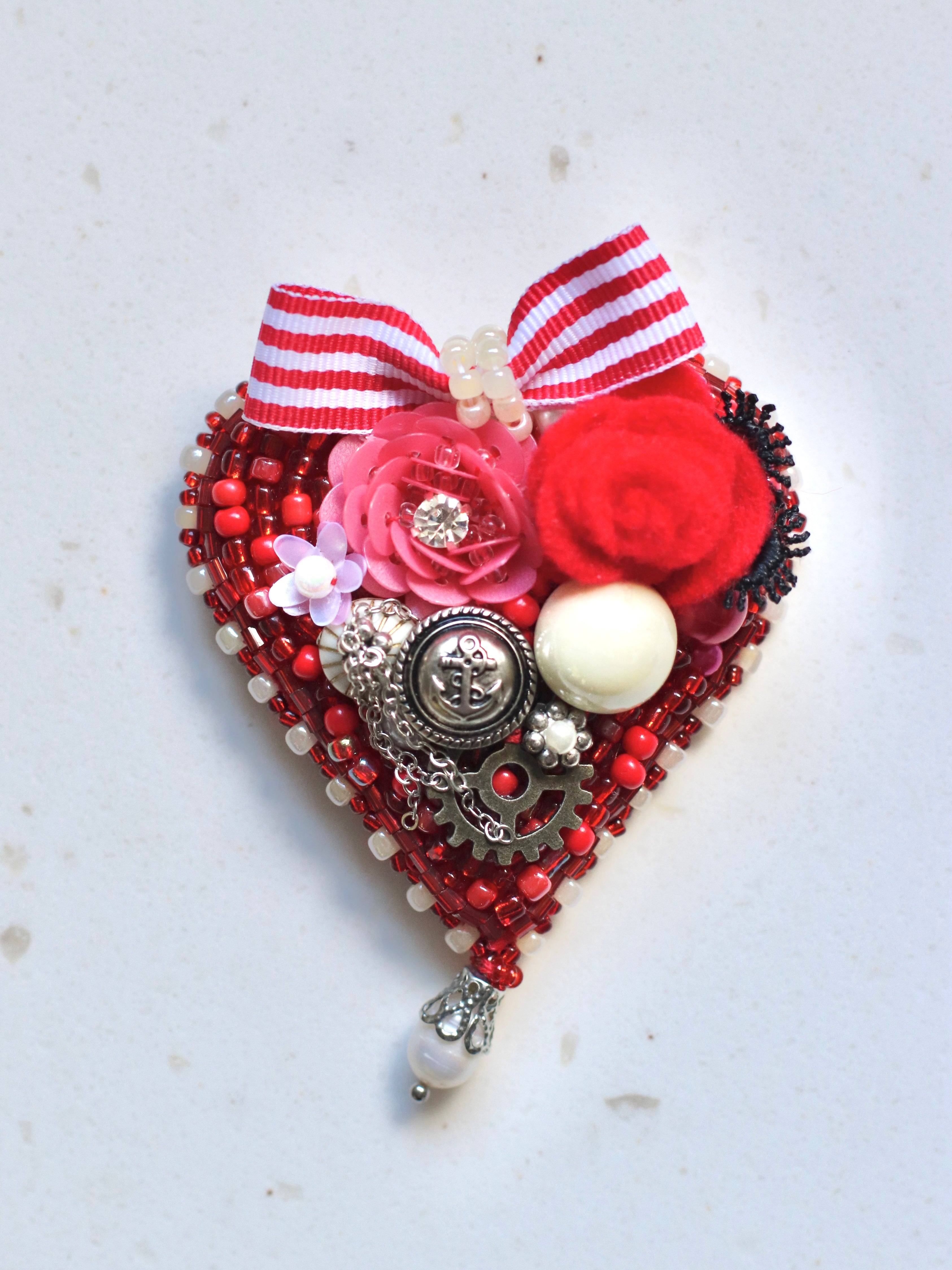 Timeless Red Heart Brooch