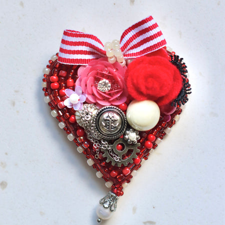 Timeless Red Heart Brooch