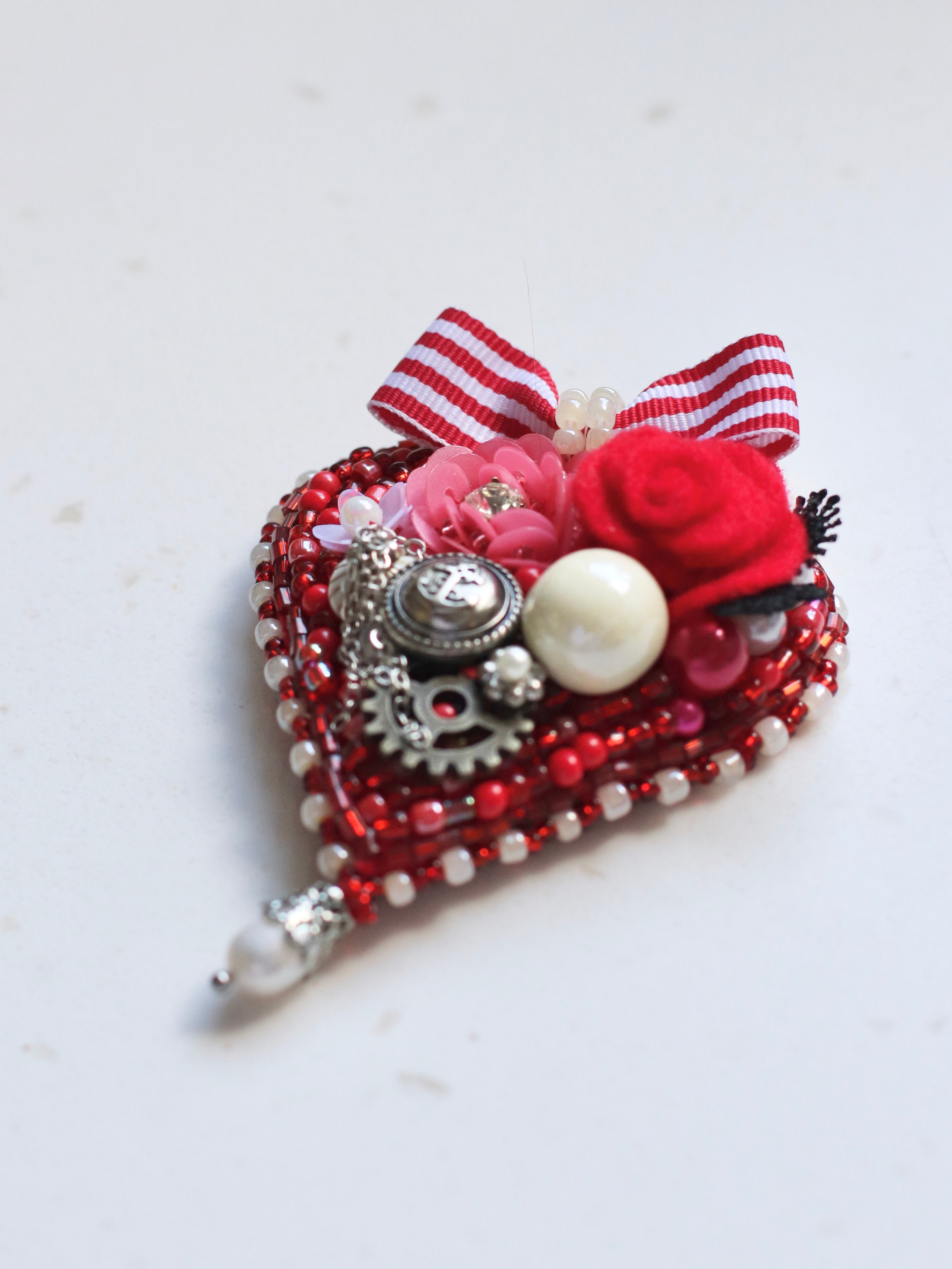 Timeless Red Heart Brooch